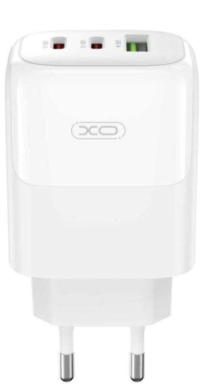 Network Charger with USB-C Cable XO Design L139, 65W, 4.5A, 1 x USB-A - 2 x USB-C, White