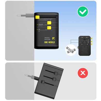 Baseus Travel PicoGo AG11 USB-C Cable Wall Charger, 45W, 2 x Socket - 1 x USB-C - 2 x USB-A, Black E0307F00