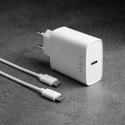 Fixed USB-C Cable Network Charger, 20W, 3A, 1 x USB-C, White