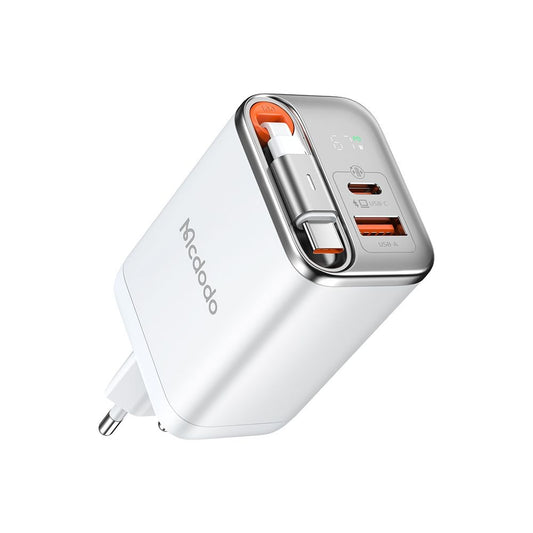 McDodo CH-4103 FreeGo Display Network Charger with USB-C Cable, 67W, 3.35A, 1 x USB-A - 1 x USB-C, White