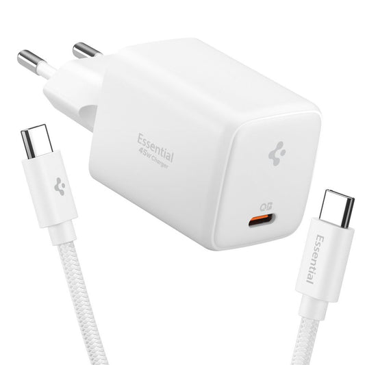 Spigen EE451EU Essential Network Charger with USB-C Cable, 45W, 3A, 1 x USB-C, White ACH09473