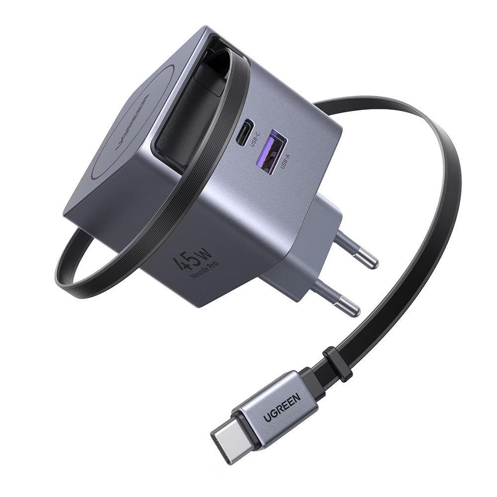UGREEN X614 USB-C Network Charger with Cable, 45W, 3A, 1 x USB-A - 1 x USB-C, Grey