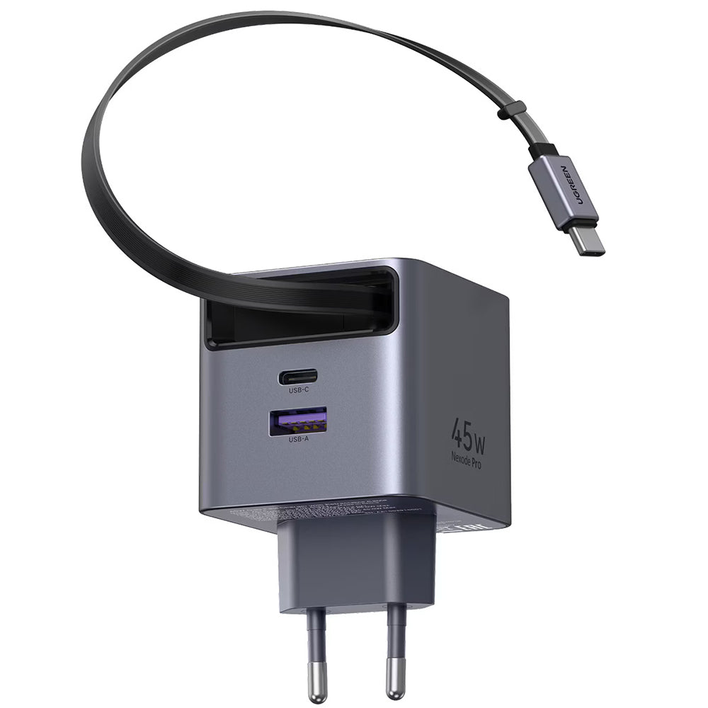 UGREEN X614 USB-C Network Charger with Cable, 45W, 3A, 1 x USB-A - 1 x USB-C, Grey