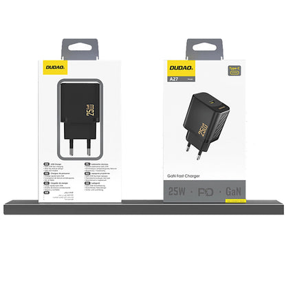 Dudao A27 Network Charger, 25W, 3A, 1 x USB-C, Black