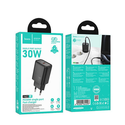 HOCO N62 Network Charger, 30W, 3A, 1 x USB-C, Black