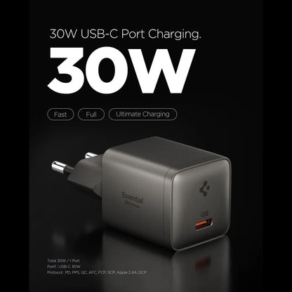 Spigen EE301EU Essential Wall Charger, 30W, 3A, 1 x USB-C, Gray ACH10447
