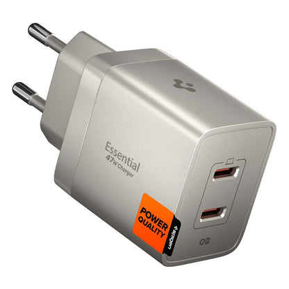 Spigen EE472EU Essential Wall Charger, 47W, 3A, 2 x USB-C, Titan Gray ACH10451