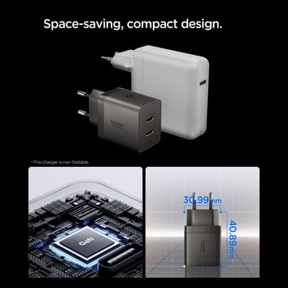 Spigen EE472EU Essential Wall Charger, 47W, 3A, 2 x USB-C, Gray ACH10450