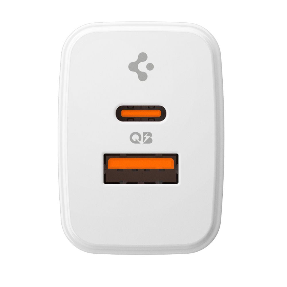 Spigen Essential Network Charger, 20W, 3A, 1 x USB-A - 1 x USB-C, White ACH08704