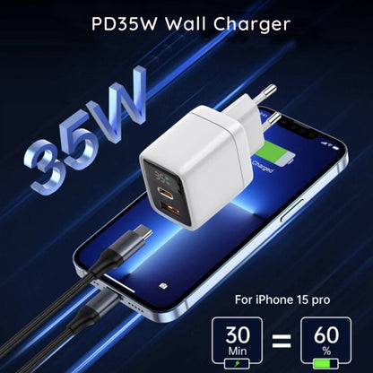 Techsuit CH3 LEDChargX Display Network Charger, 35W, 3A, 1 x USB-A - 1 x USB-C, Black