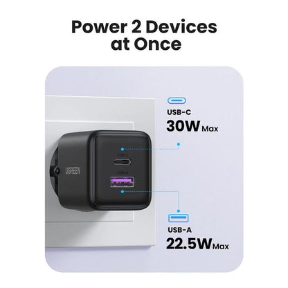 UGREEN X516 Network Charger, 30W, 3A, 1 x USB-A - 1 x USB-C, Blue