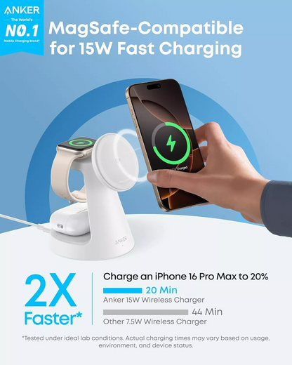 Anker MagGo 3in1 Wireless Network Charger, 15W, 1.67A, White B25M4G21