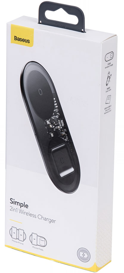 Baseus Simple 2in1 Wireless Network Charger, 15W, 1.67A, Transparent WXJK-A01