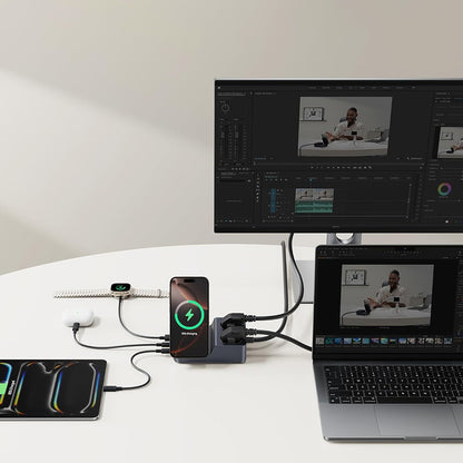 Baseus Nomos ND11 QI 6in1 Charging Station, 67W, 3.35A, 1 x USB-A - 2 x USB-C - 2 x Schuko, Black E00078801123-00