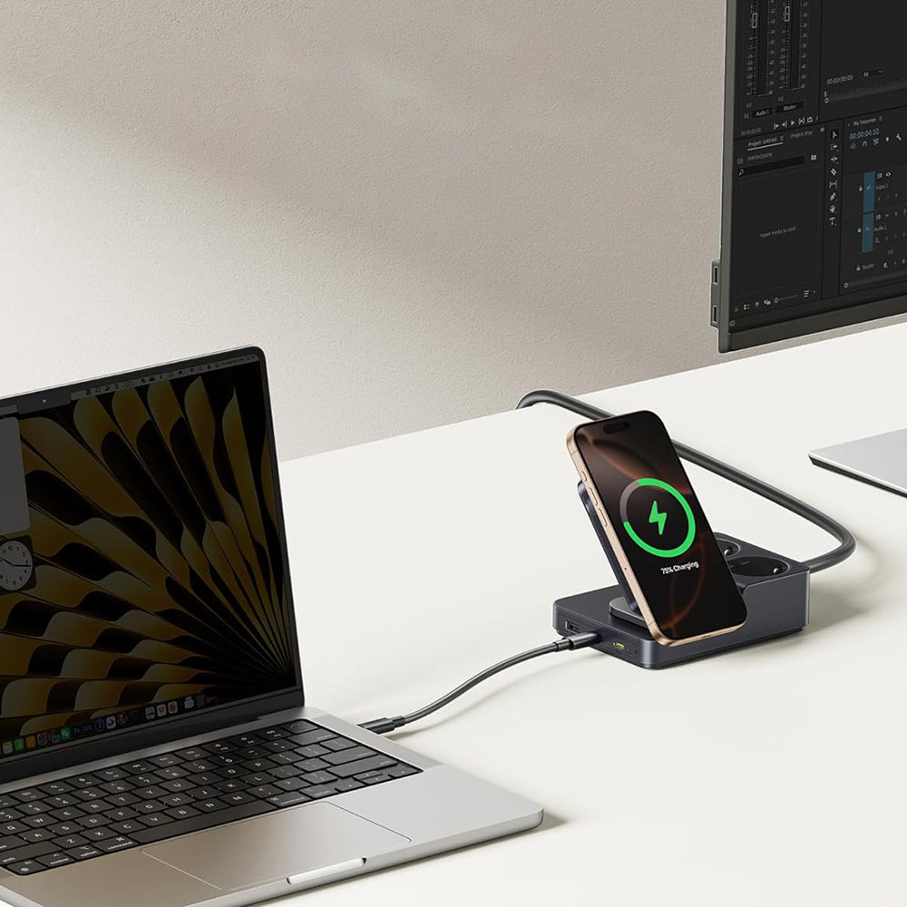 Baseus Nomos ND11 QI 6in1 Charging Station, 67W, 3.35A, 1 x USB-A - 2 x USB-C - 2 x Schuko, Black E00078801123-00