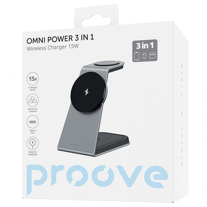 Proove Omni Power 3in1 Wireless Network Charger, 15W, 1.67A, Gray WSOP15020003