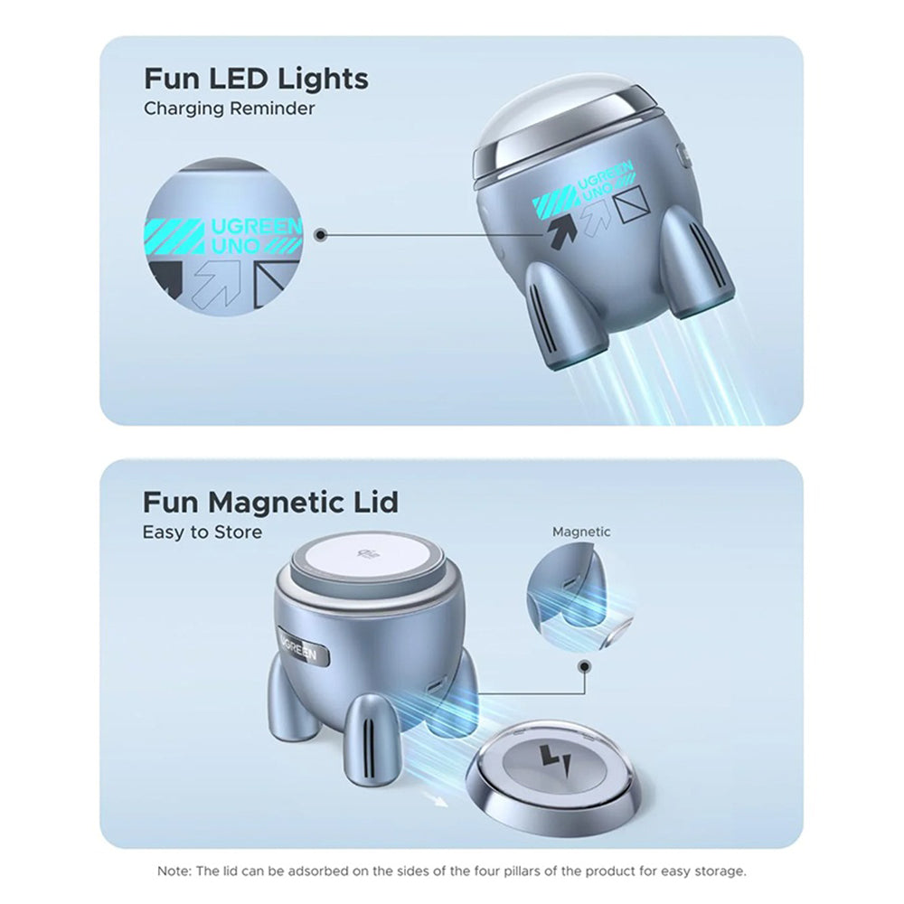 UGREEN W713 2in1 25W Wireless Network Charger, Blue