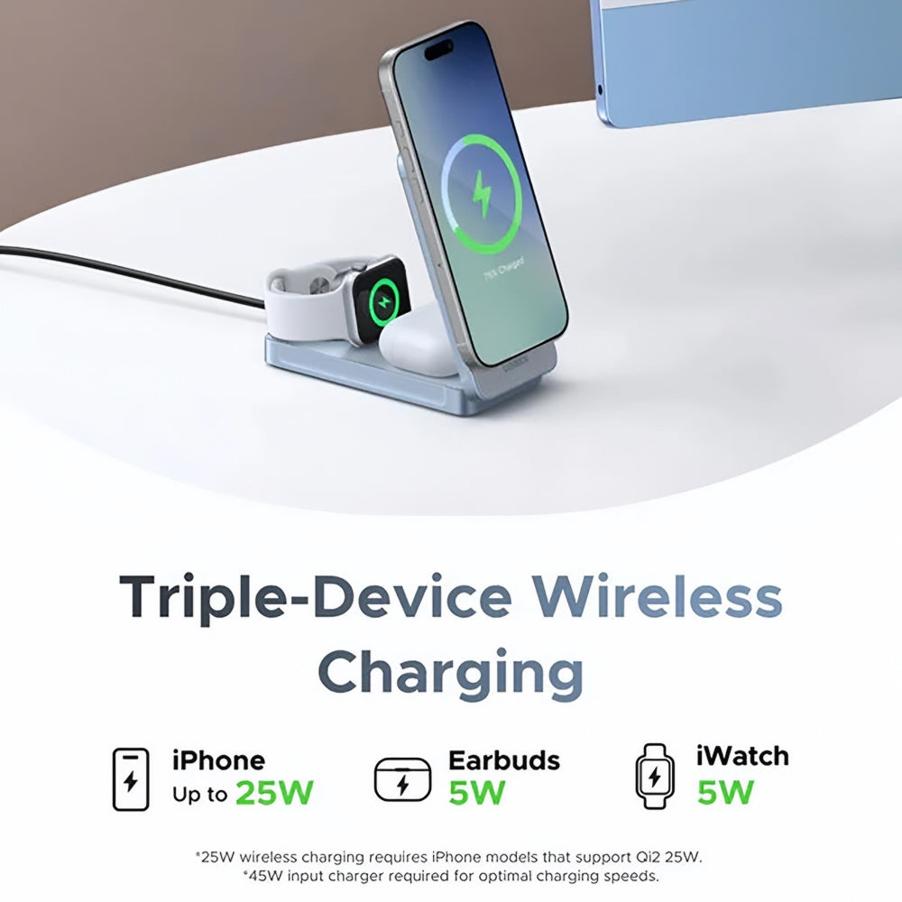 UGREEN W757 Wireless Network Charger (65901) 3in1, 25W, Blue