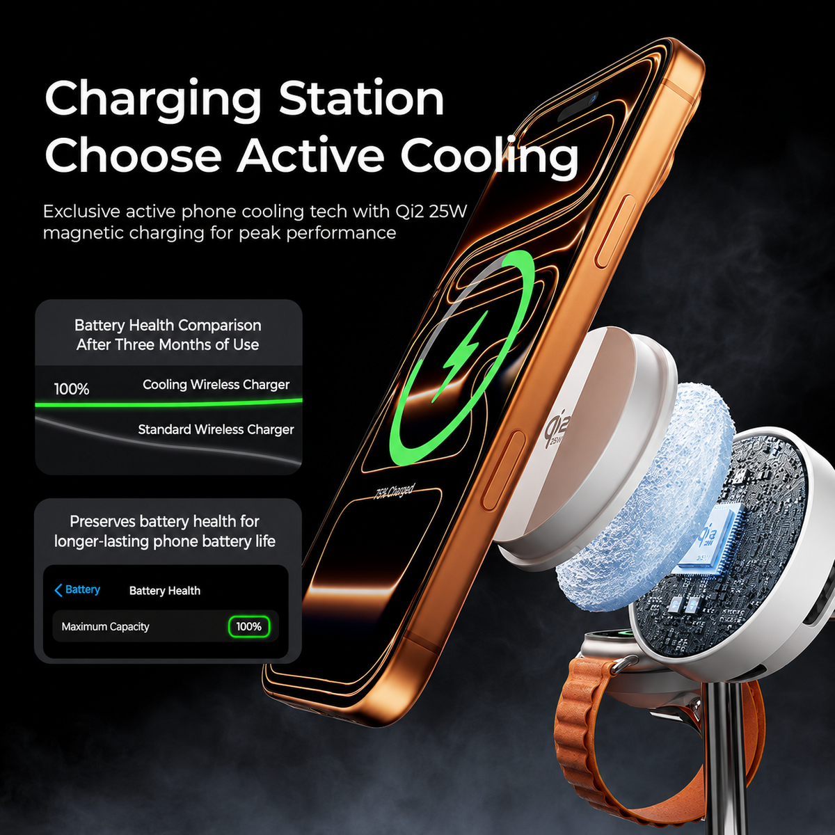 Wireless Network Charger XO Design CX045 3in1, 25W, White