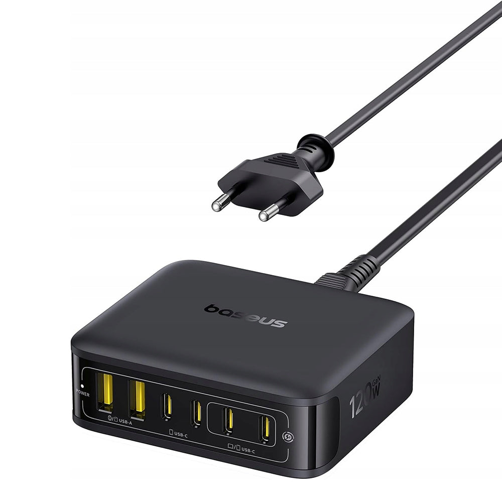 Baseus EnerFill FH21 Charging Station, 120W, 3.25A, 2 x USB-A - 4 x USB-C, Black E0120T00