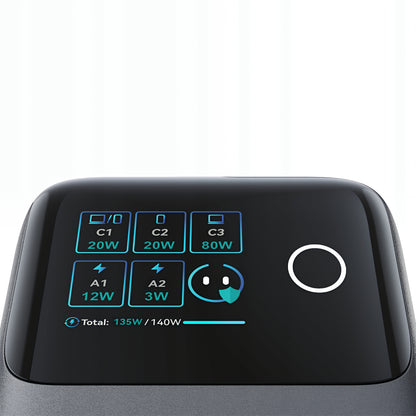 Joyroom Podix JR-TRD01 Charging Station with USB-C Cable, 140W, 1 x USB-C - 2 x USB-A, Gray