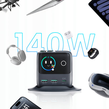 Joyroom Podix JR-TRD01 Charging Station with USB-C Cable, 140W, 1 x USB-C - 2 x USB-A, Gray