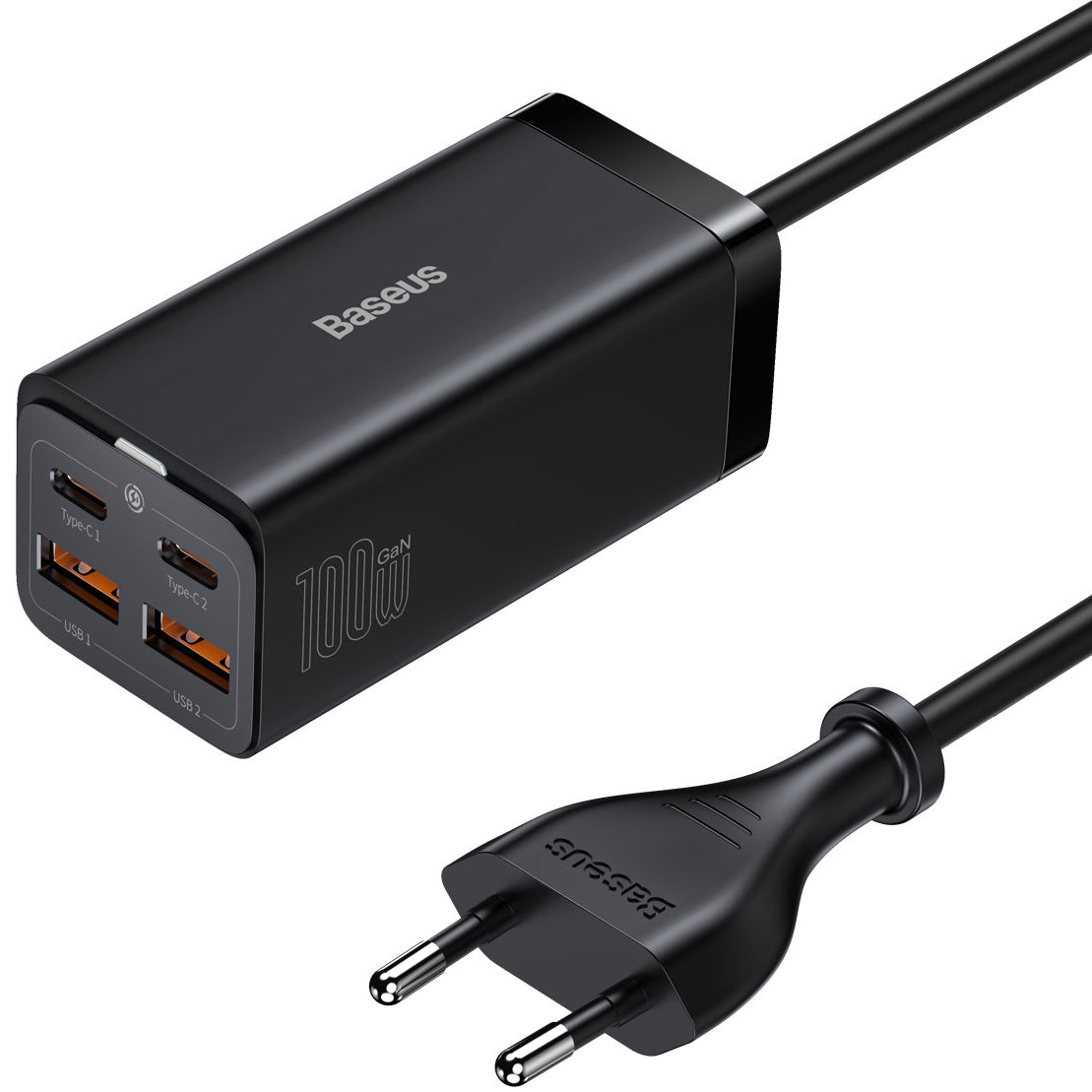Baseus GaN3 Pro USB-C Charging Station, 100W, 5A, 2 x USB-A - 2 x USB-C, Black, Resealed CCGP000101