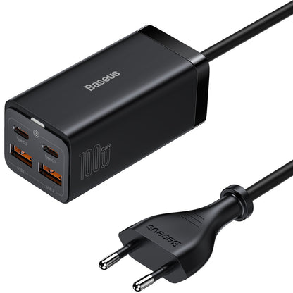 Baseus GaN3 Pro USB-C Charging Station, 100W, 5A, 2 x USB-A - 2 x USB-C, Black, Resealed CCGP000101