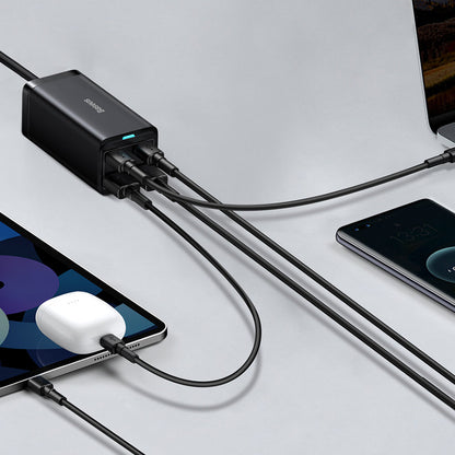Baseus GaN3 Pro USB-C Charging Station, 100W, 5A, 2 x USB-A - 2 x USB-C, Black, Resealed CCGP000101