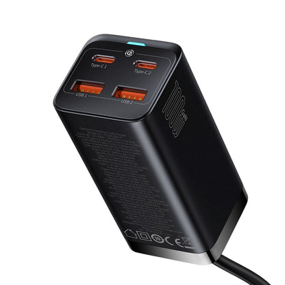 Baseus GaN3 Pro USB-C Charging Station, 100W, 5A, 2 x USB-A - 2 x USB-C, Black, Resealed CCGP000101