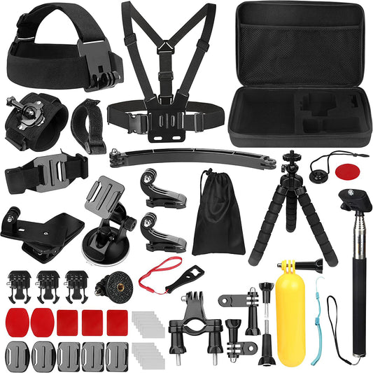 Techsuit SA50 Sports Camera Accessory Kit for GoPro / SJCAM Series, 50in1, Black