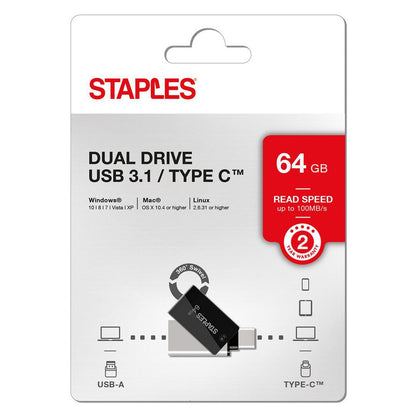 External Memory USB-A 3.1 / USB-C Staples K23, 64Gb EKMMD64GK233CST