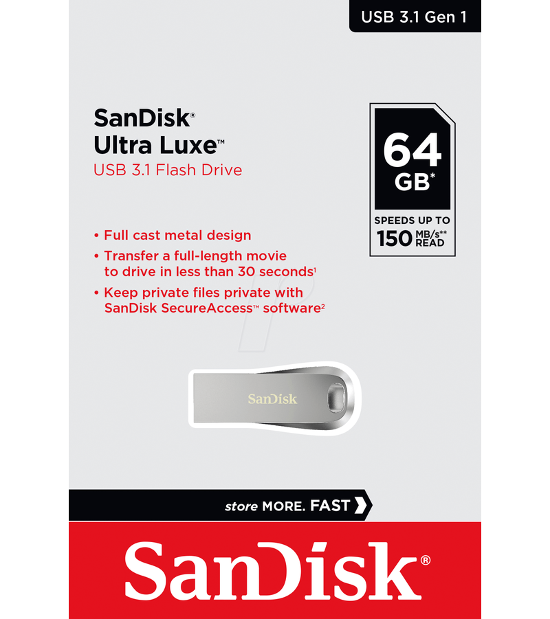 External USB-A 3.2 Memory SanDisk Ultra Luxe, 64Gb SDCZ74-064G-G46