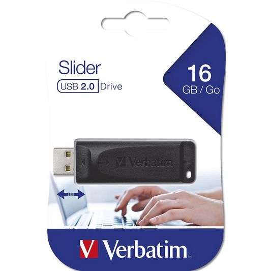 External USB-A Verbatim PenDrive Slider Memory, 16Gb