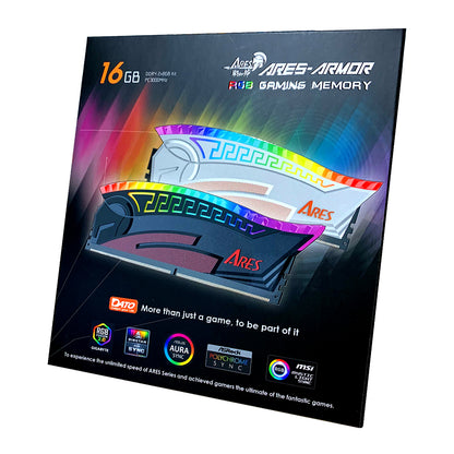 Dato Ares Armor RAM Memory, DDR4, RGB, 2 x 8GB, 3600Mhz, CL18, Black AMRGB8GX216G36K