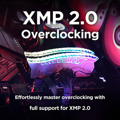 Dato Ares Armor RAM Memory, DDR4, RGB, 8GB, 3600Mhz, CL18, White AMRGB1G88G36W