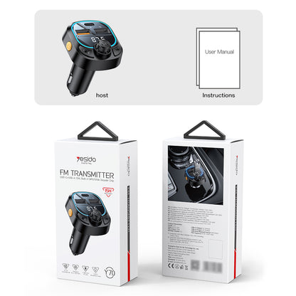 Yesido Y70 Bluetooth FM Modulator, 2 x USB-A - 1 x USB-C