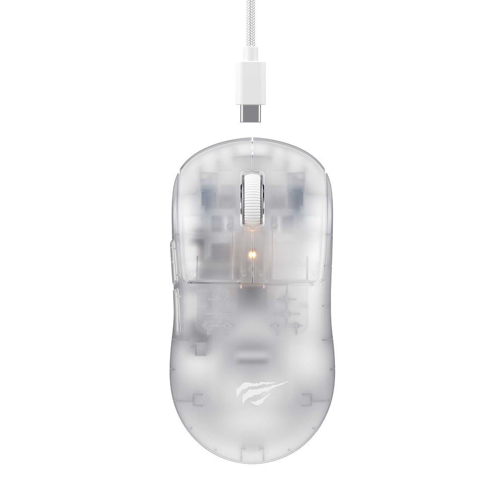 HAVIT MS970WB Pro Wireless Gaming Mouse, 800DPI - 12000mAh, White Transparent