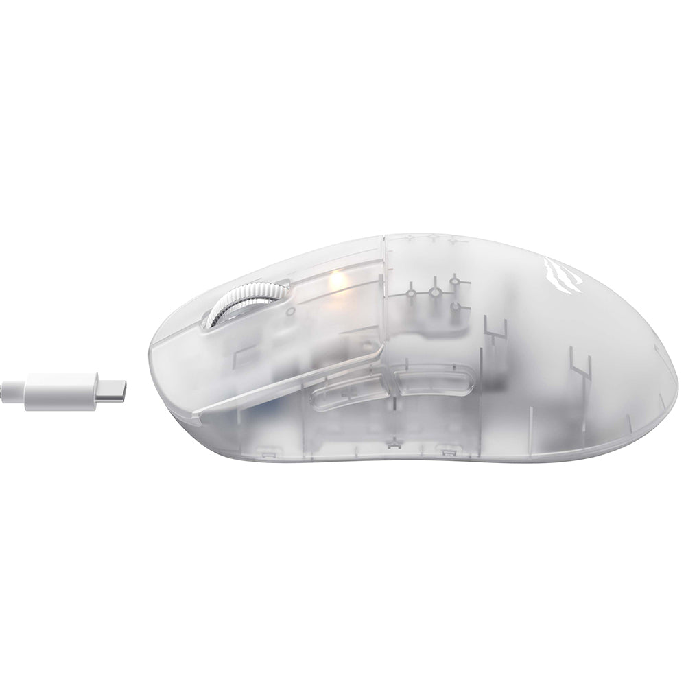 HAVIT MS970WB Pro Wireless Gaming Mouse, 800DPI - 12000mAh, White Transparent