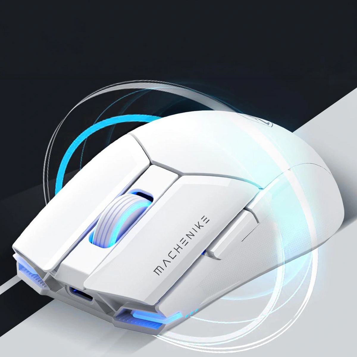 Machenike M7 Pro Wireless Gaming Mouse, RGB, 1000 DPI–26000 DPI, White