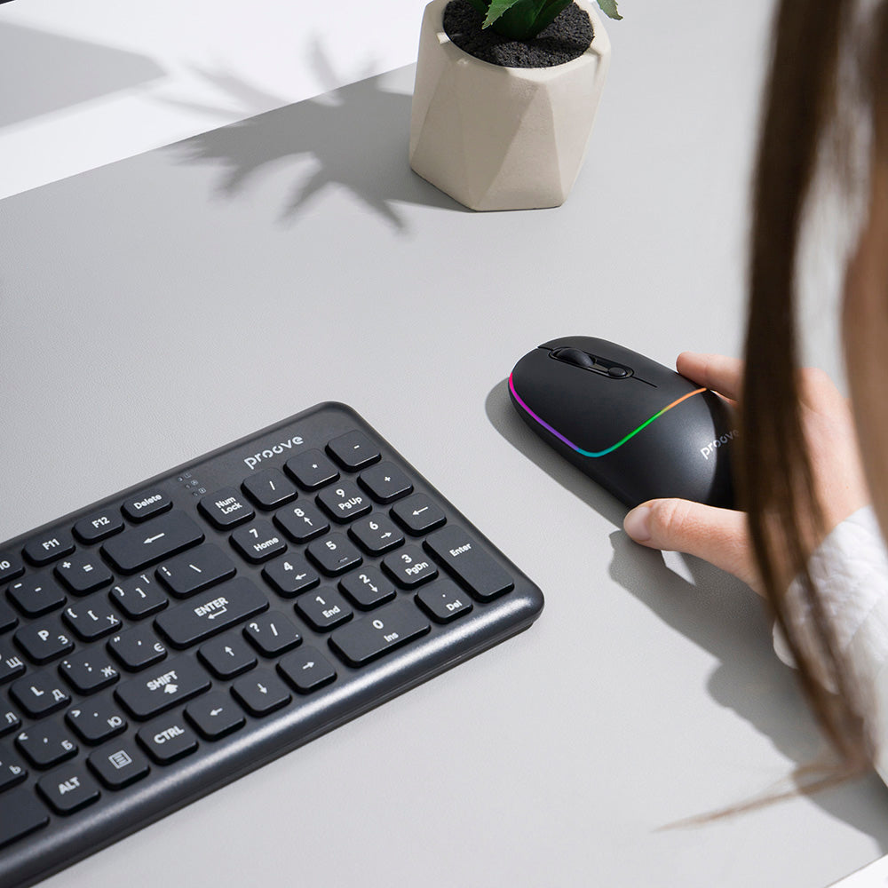 Proove Blink Wireless Mouse, RGB, 800DPI - 1600DPI, BT / Wi-Fi, Black WMBL00002001