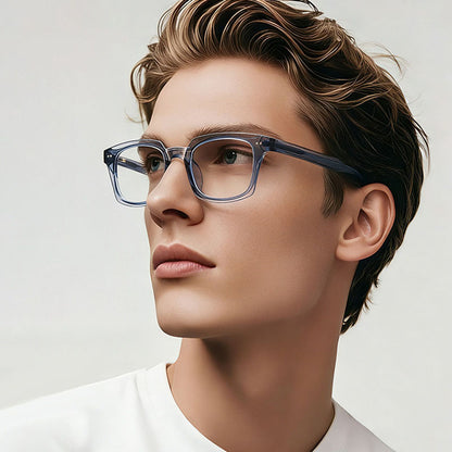 Men's Computer Glasses Techsuit LS084, Anti-Blue Light, Transparent Blue