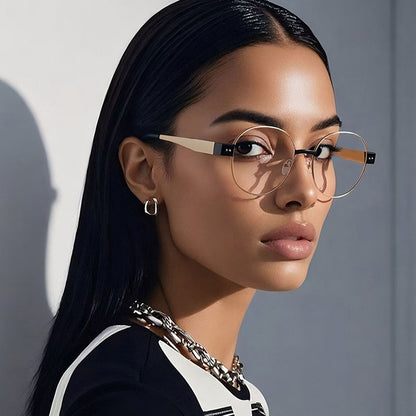 Techsuit 3175 Women's Computer Glasses, Anti-Blue Light, Gold Print