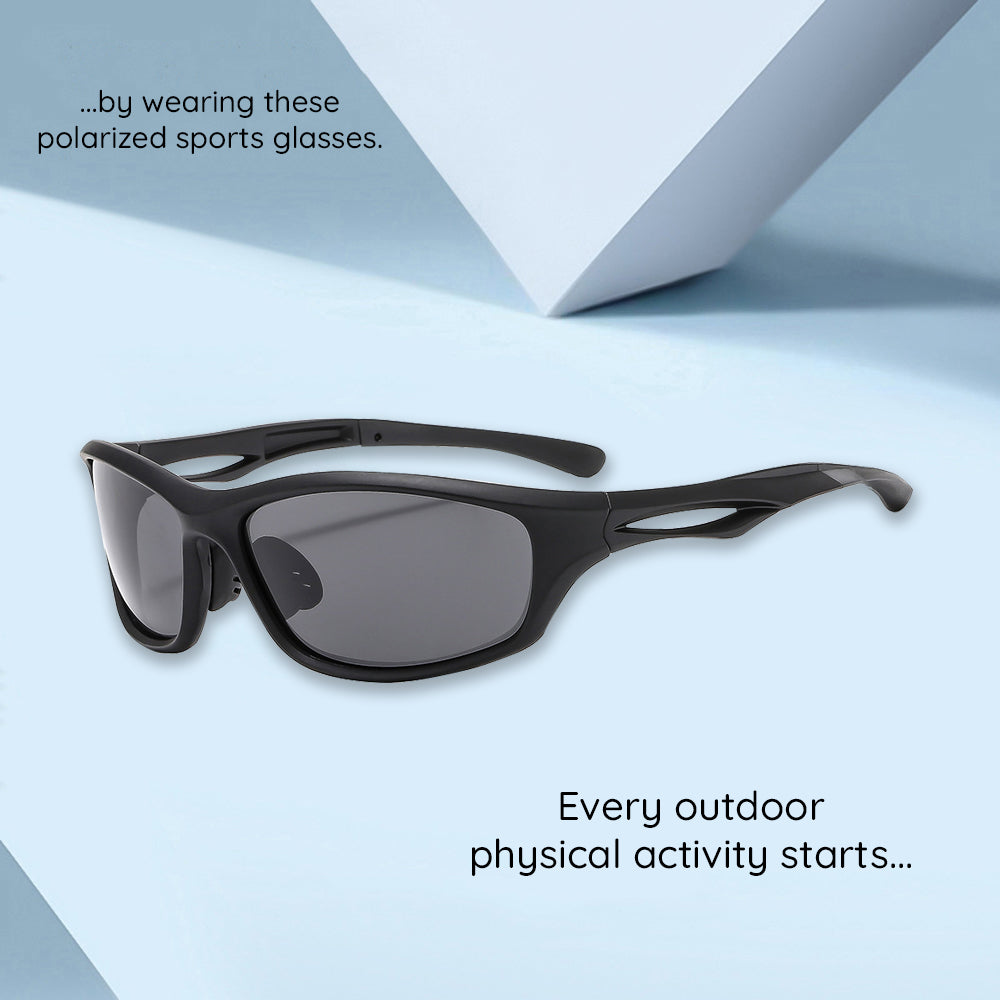 Unisex Cycling Glasses Techsuit 9309, Polarized, Black Blue
