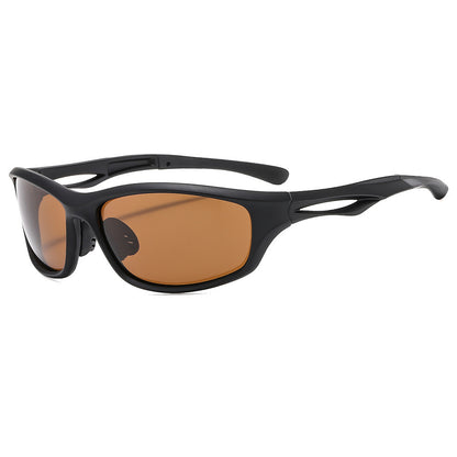 Unisex Cycling Glasses Techsuit 9309, Polarized, Black Brown