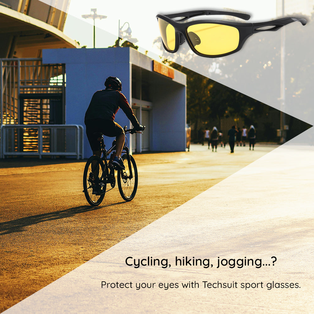 Unisex Cycling Glasses Techsuit 9309, Polarized, Black Brown