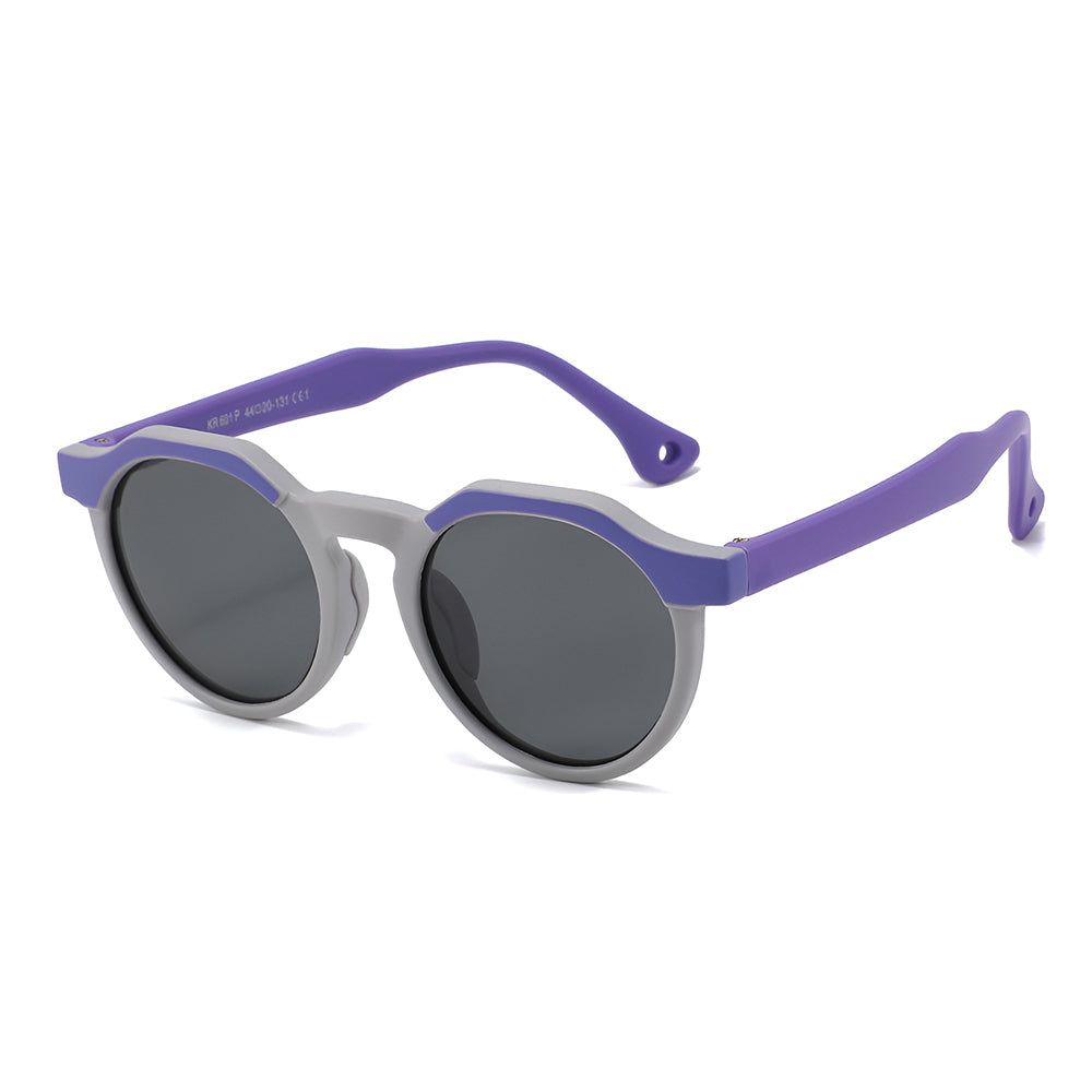 Techsuit 601 Kids Sunglasses, Polarized, UV Protection, Purple Gray