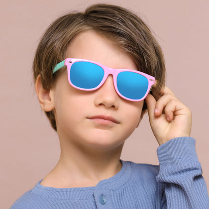 Techsuit D802 Kids Sunglasses, Polarized, UV Protection, Red Black Green