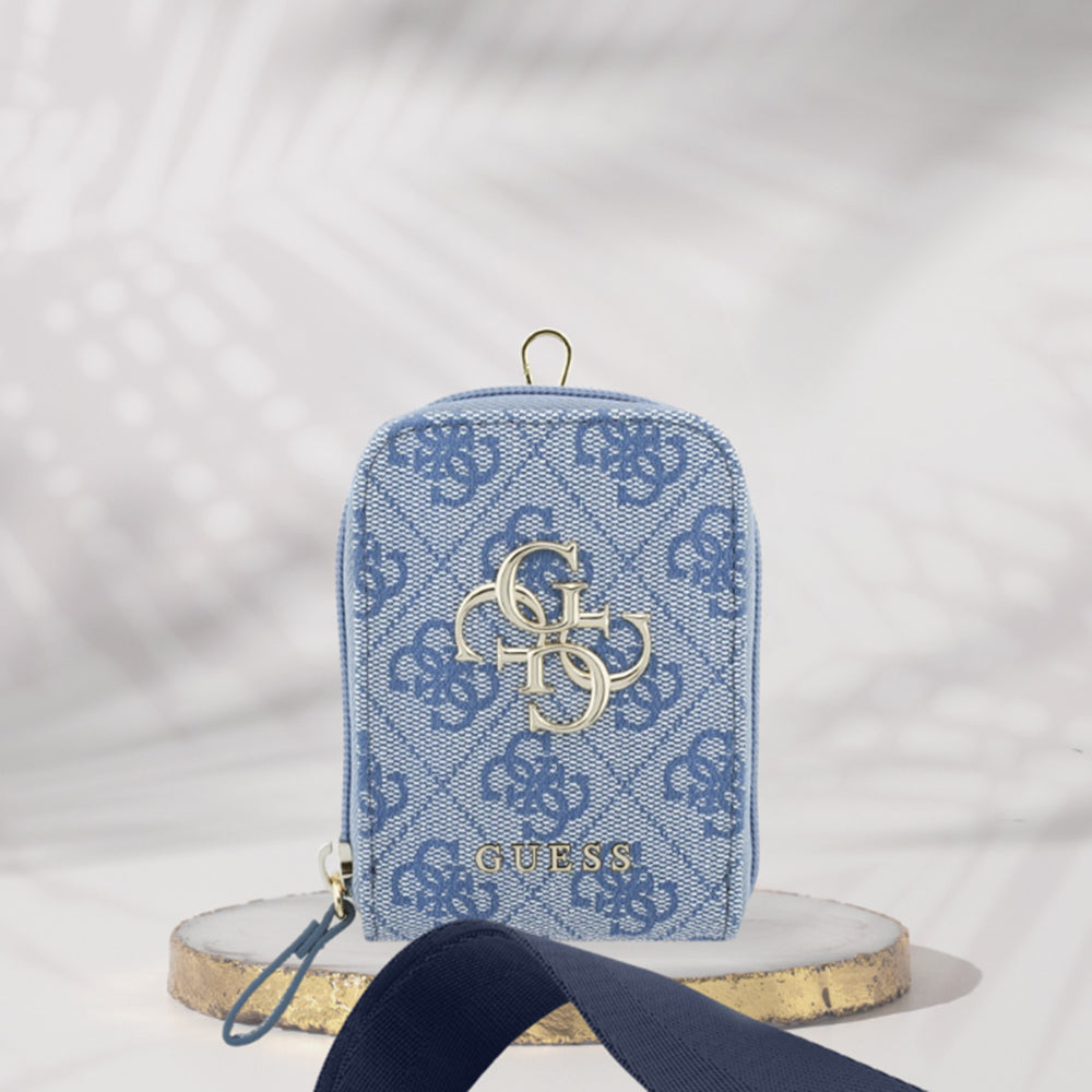 Wallet and Guess 4G Metal Logo Phone Lanyard, Blue