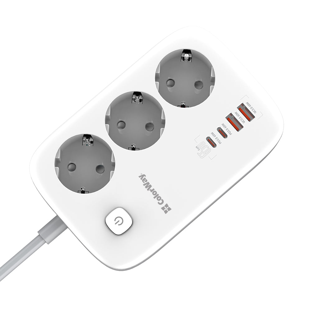 ColorWay Extension Cord, 3 x Schuko, White